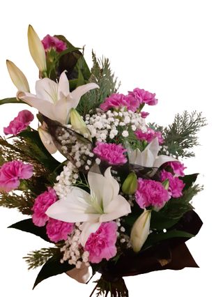 Wiązanka żałobna z lilii i goździka