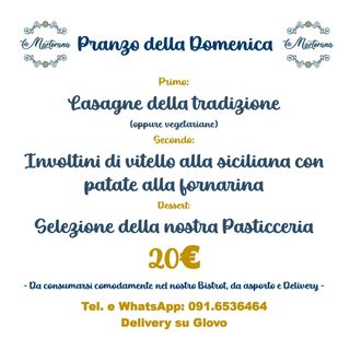 Pranzo della Domenica a casa x 1 persona