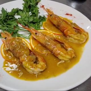 langostino en salsa de naranja