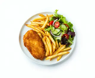 Medio Pechuga Empanada Papas