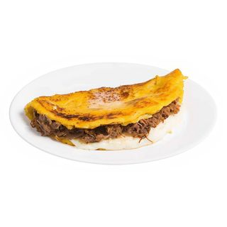 Cachapa con Carne Mechada y Queso