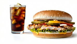 Hamburger petto di pollo+contorno a scelta+bibita in regalo