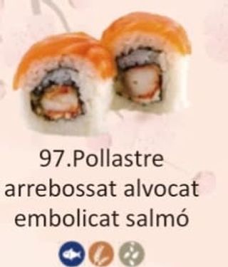 97. Pollastre arrebossat alvocat embolicat salmó (8 Uds.)