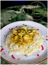 Пиле с къри и манго върху ориз басмати 350гр  