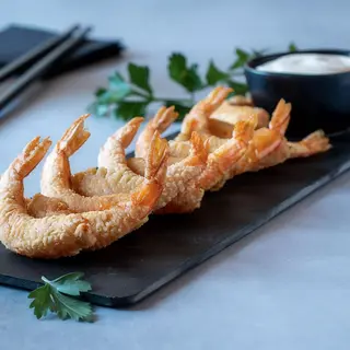 Langostinos en tempura