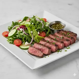 Plato De Ensalada + Carne De Ternera
