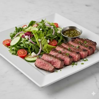 Plato De Ensalada + Carne De Ternera