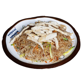 082. Spaghetti di riso con carne e verdure