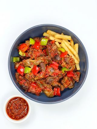 Grilled Peppered Gizzard & Fries