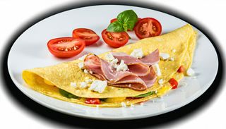 Omleta cu sunca telemea si rosie