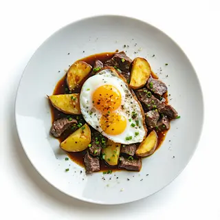 Plato 2 Huevos, Ternera y Patatas