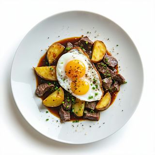Plato 2 Huevos, Ternera y Patatas
