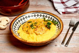 Tocăniță de hribi cu smântână și mămăliguță