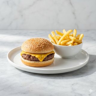 Hamburguesa Con Queso Y Patatas