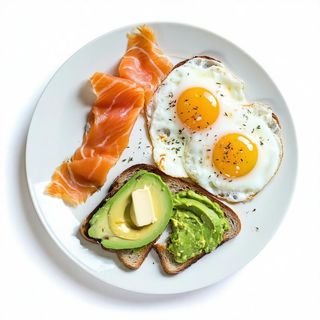 Eggs avocado salmon