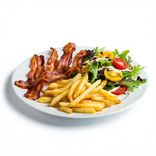 Combinado De Bacon Con Papas Y Ensalada