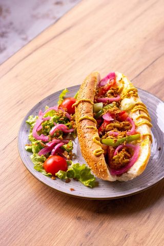 Chicago style hot dog combo