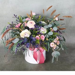 Flowerbox biały z eukaliptusem