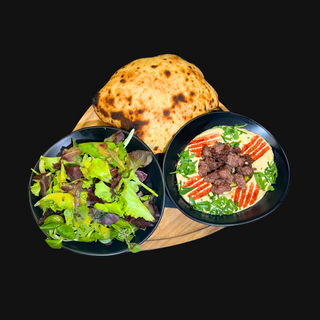 Hummus Cu Vita Black Angus Cu Lipie de Casa Si Mix Salate