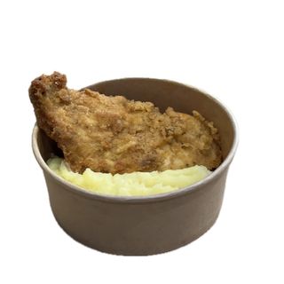 კარტოფილის პიურე 200 გრ და ქათმის შნიცელი  100 გრ