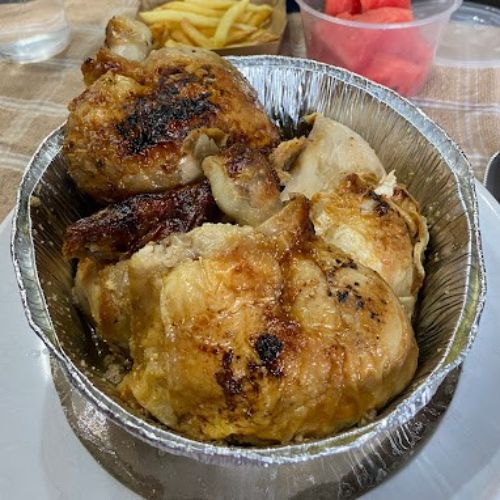 medio pollo +patatas y refresco o agua