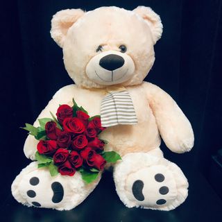 Urs Mare cu 15 Trandafiri