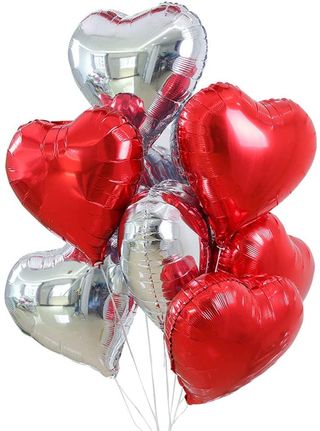 8 inimioare roșii cu argintiu
