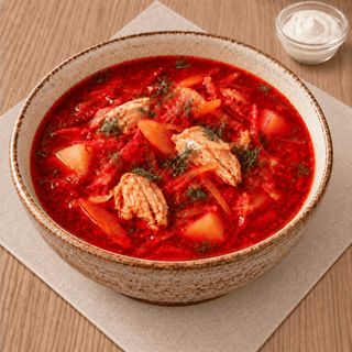 Борщ український з куркою (350/30г)