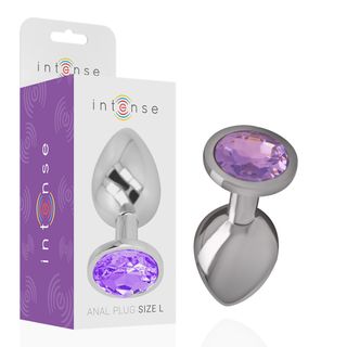 Plug anal metálico con joya lila - Talla L - Intense