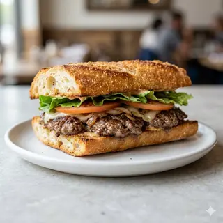 Bocadillo De Carne Picada A La Plancha
