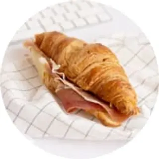 Croissant Legaria (1ud) Croissant Francés Recto de Mantequilla relleno de Jamón Serrano, Queso Gouda y Salsa Ali Oli