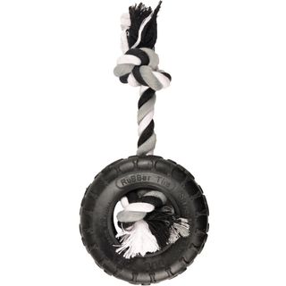 FLAMINGO Igračka za pse, Gladijator guma sa kanapom, Crna, 15 cm (KOD FLA518079)