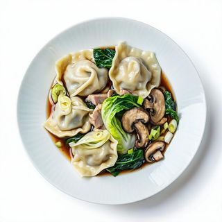 1. Ravioli con suino e cavolo cinese alla vapore - 5 pezzi