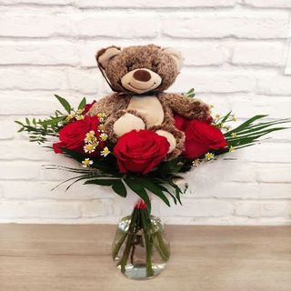 Ramo De 6 Rosas Rojas Con Peluche