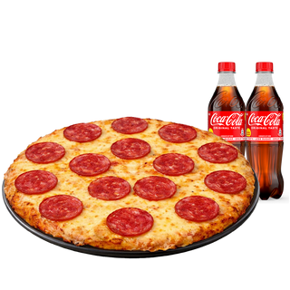 Beef Pepperoni Pizza Large + 2 Drinks