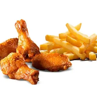 Alitas de Pollo, 6 Unidades + Patatas Fritas + Salsa