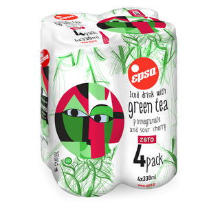 EPSA Зелен чай zer0 с нар и вишна (4х330мл)