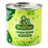 Горошок WellDar зелений консервований, ключ з/б (420г)