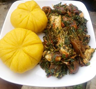 Eba and Efo riro with ogunfe 