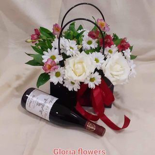 ყვავილების ჩანთა ღვინოსთან ერთად)