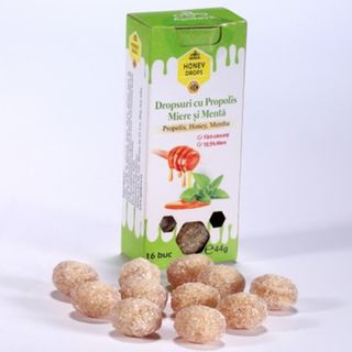 Dropsuri cu propolis, miere si menta (44g)