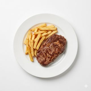 Bistec de ternera con guarnición