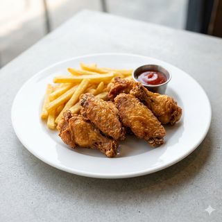 Alitas De Pollo Con Patatas (6 Uds.)