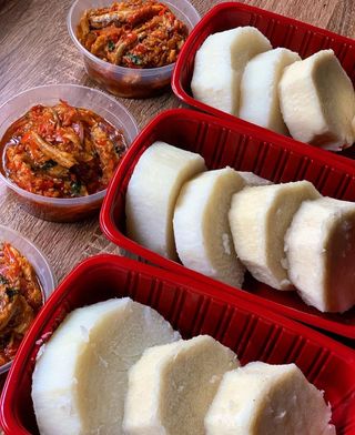 Boiled Yam and Native sauce