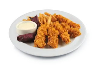 Meniu crispy cu cartofi prăjiți și sos de usturoi