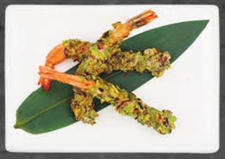 Gamberi in tempura di pistacchio - 5 pezzi