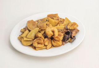 Gambas Con Bambú Y Setas