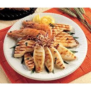 Calamari e gamberi alla griglia