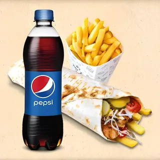 Kebab pui + cartofi pai + Băutură la alegere