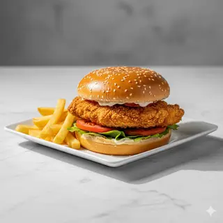 Hamburguesa De Pollastre Y Patates Fregides